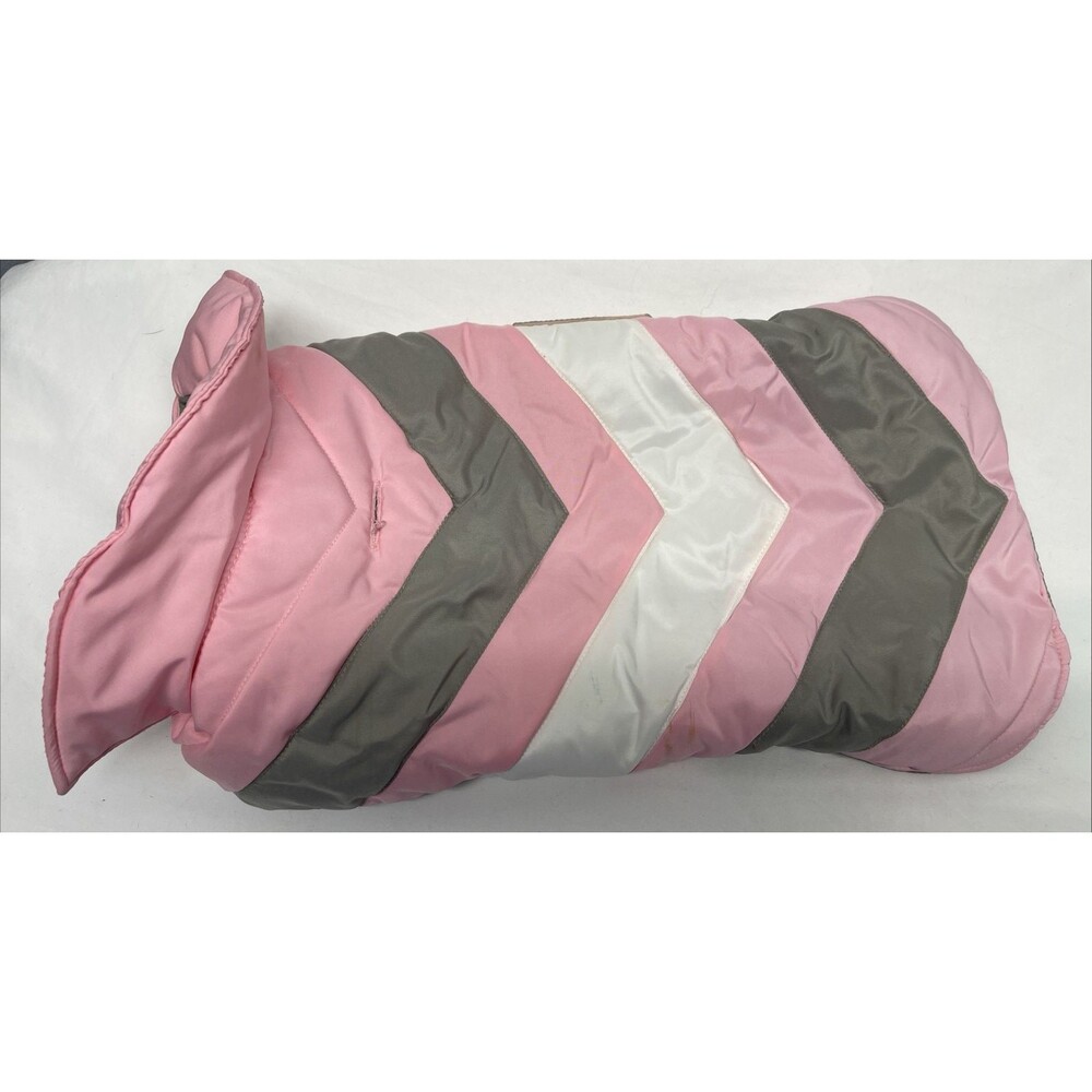 Boots & Barkley Puffer Vest Dog Size Large Pink White Gray Chevron Winter Coat